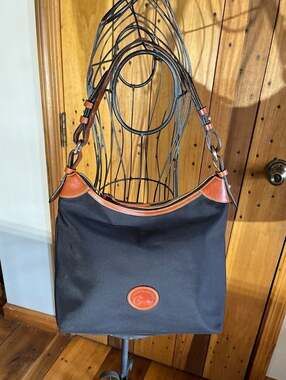 Dooney & Bourke Nylon Large Erica Shoulder Bag Black with Leather Trim